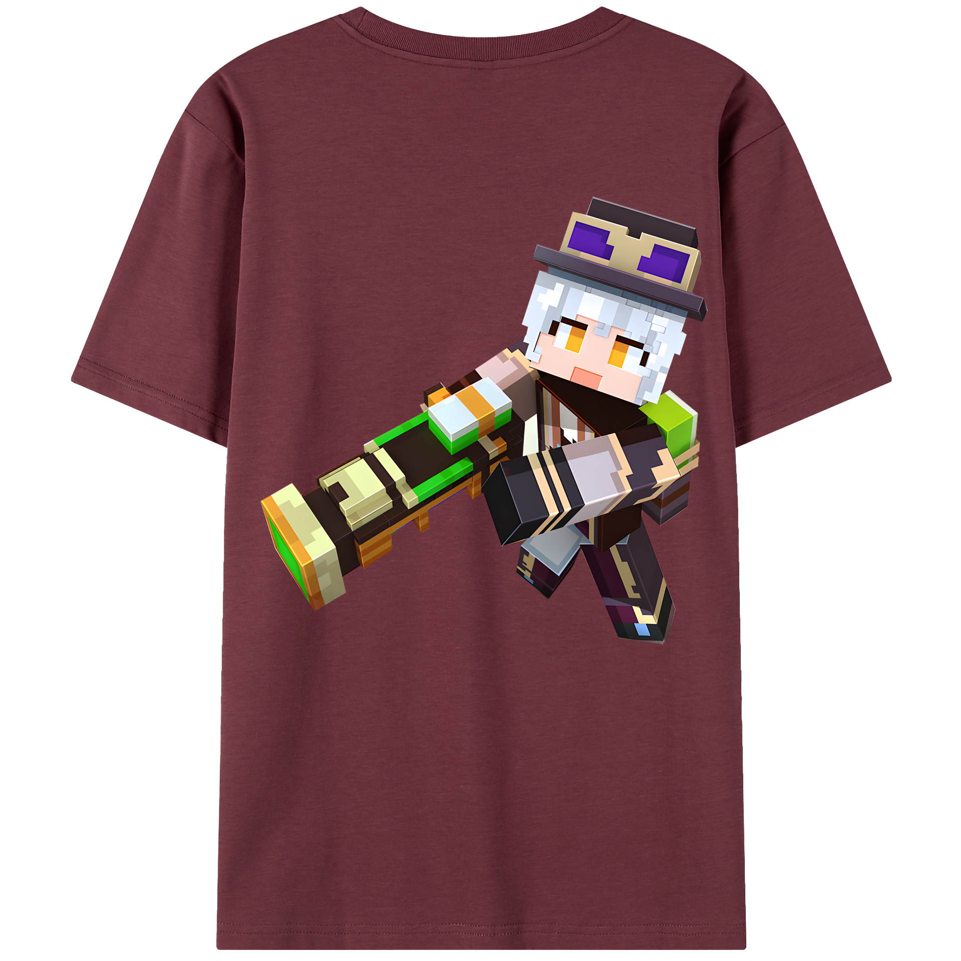 （画像用） マインクラフト ブロックの世界 Minecraft MC Block world 綿100％半袖Tシャツ（背面プリント）
